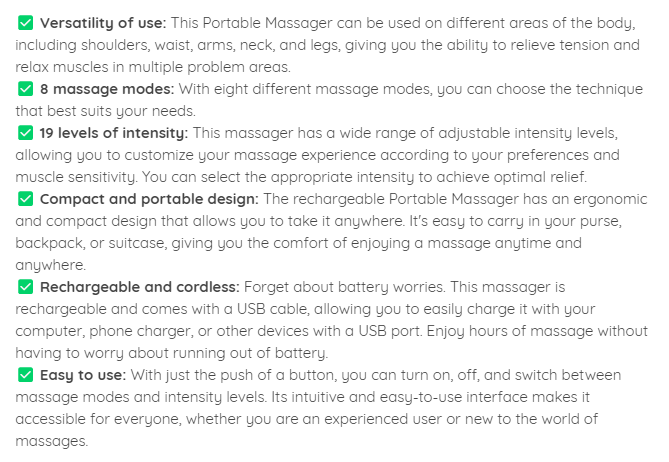 8 Mode Portable Massager - Mini Muscle Stimulator for Pain Relief