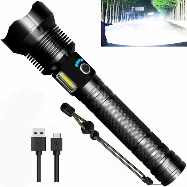 LED Rechargeable Tactical Laser Flashlight 90000 Lumens