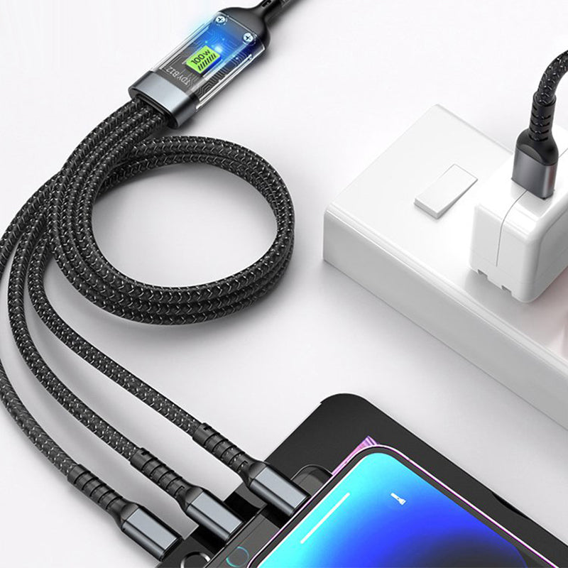 Transparent, Light-Up 3-in-1 Super Fast Charging Cable