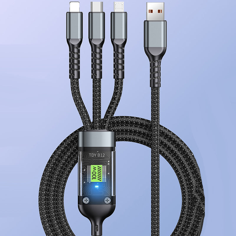 Transparent, Light-Up 3-in-1 Super Fast Charging Cable