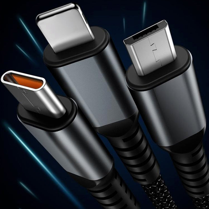 Transparent, Light-Up 3-in-1 Super Fast Charging Cable