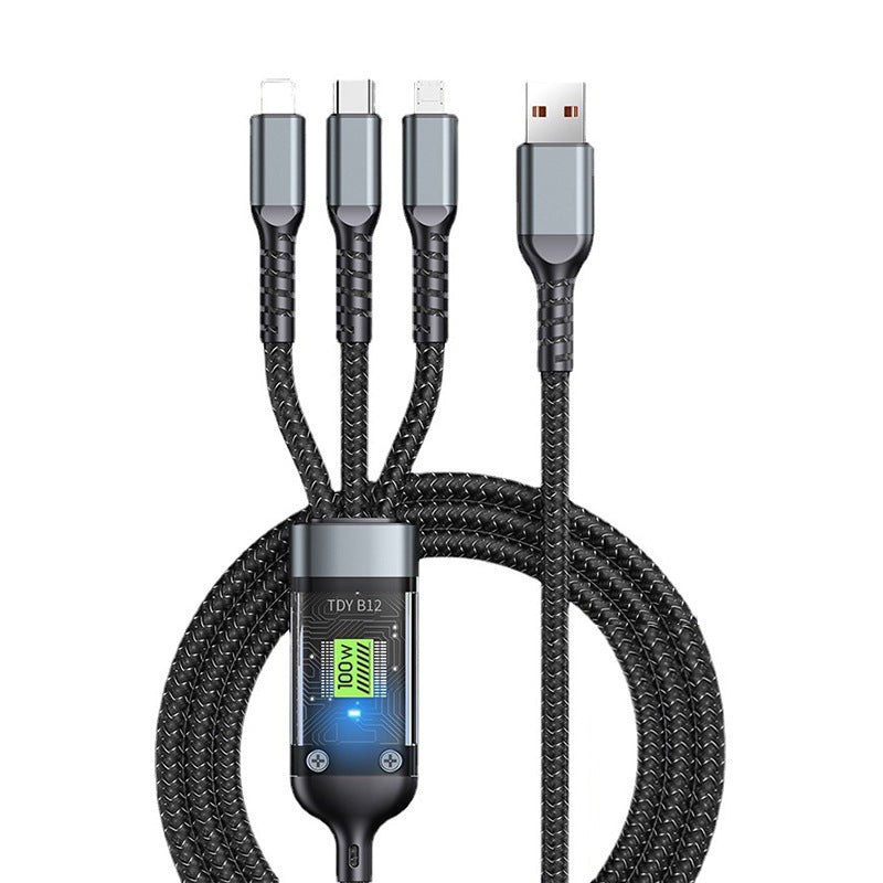 Transparent, Light-Up 3-in-1 Super Fast Charging Cable