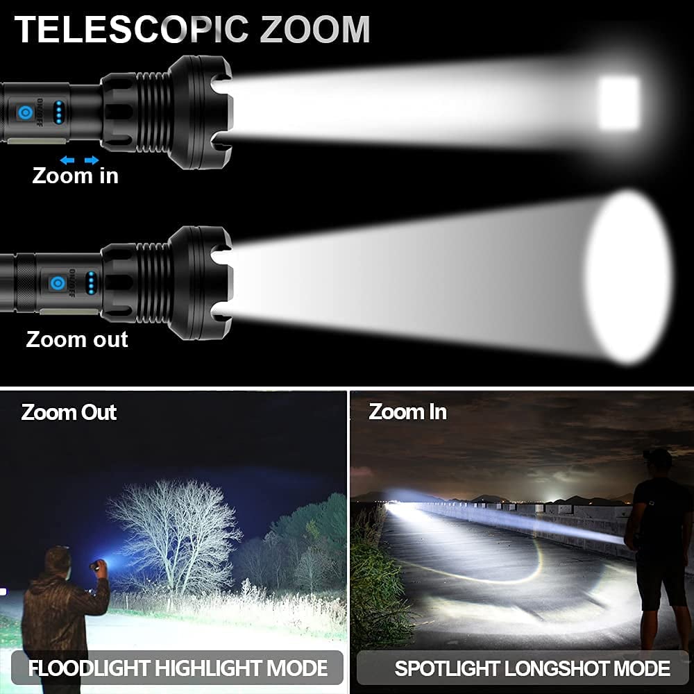 LED Rechargeable Tactical Laser Flashlight 90000 Lumens