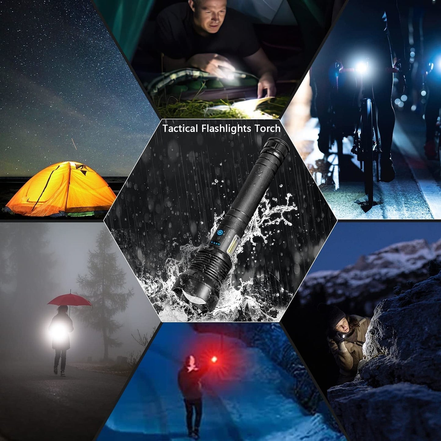 LED Rechargeable Tactical Laser Flashlight 90000 Lumens