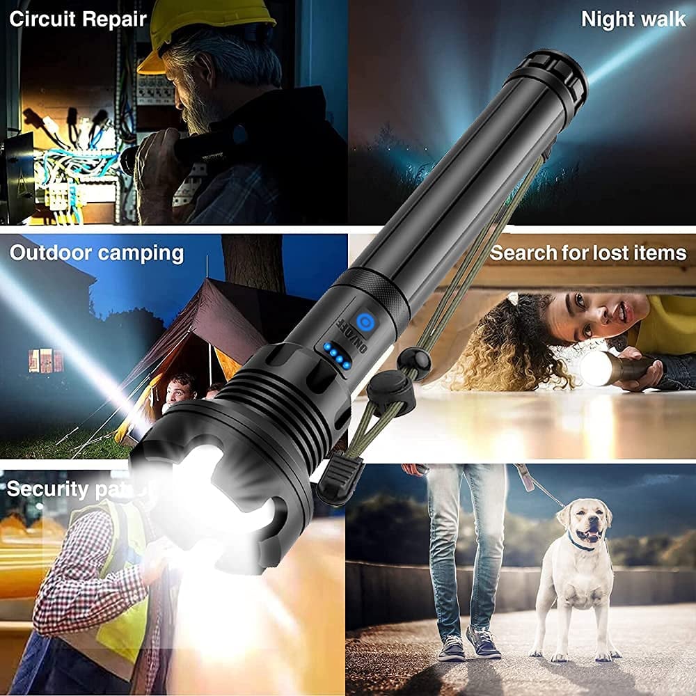 LED Rechargeable Tactical Laser Flashlight 90000 Lumens