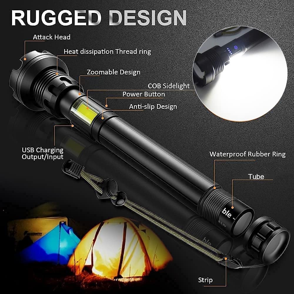 LED Rechargeable Tactical Laser Flashlight 90000 Lumens