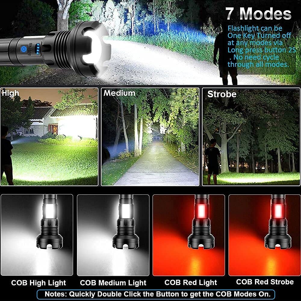 LED Rechargeable Tactical Laser Flashlight 90000 Lumens