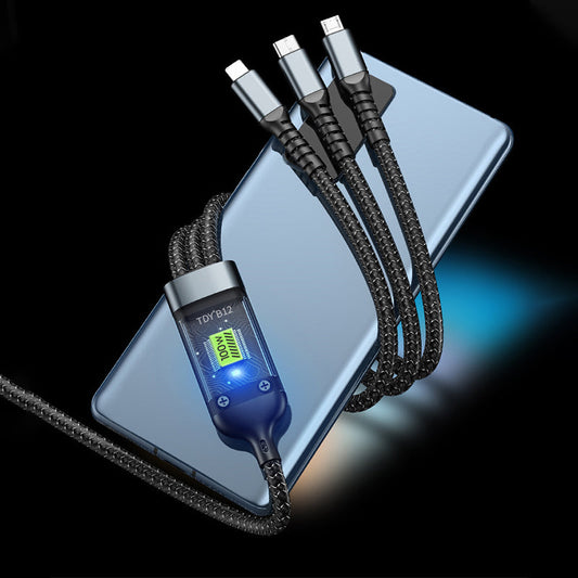Transparent, Light-Up 3-in-1 Super Fast Charging Cable
